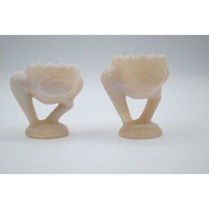 Vintage Slag Glass Egg Cup Blush Slag Stork Set Of 2